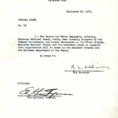 General Order #15 Headquarters Oklahoma National Guard-1918