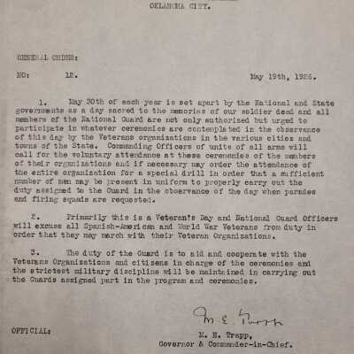 General Order #12 Headquarters Oklahoma National Guard-1926