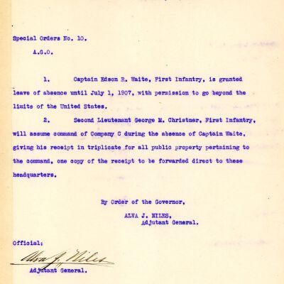 Special Order #10 Headquarters Oklahoma National Guard-1907