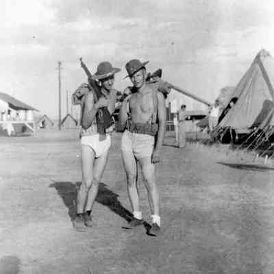 Soldiers posing in their underwear