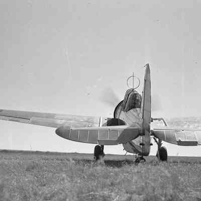 Aircraft taxiing on grass strip