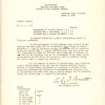 General Order #2 Headquarters Oklahoma National Guard-1936