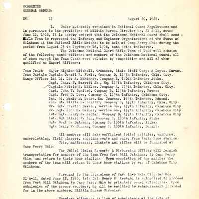 General Order #17 Headquarters Oklahoma National Guard-1928