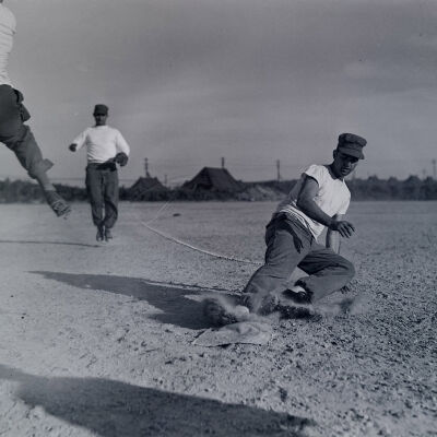 Soldiers playing baseball