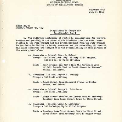 General Order #15 Annex 2 Headquarters Oklahoma National Guard-1938