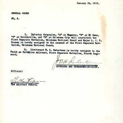 General Order #6 Headquarters Oklahoma National Guard-1919