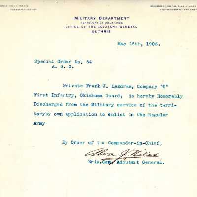 Special Order #54 Headquarters Oklahoma National Guard-1906