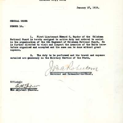 General Order #10 Headquarters Oklahoma National Guard-1919