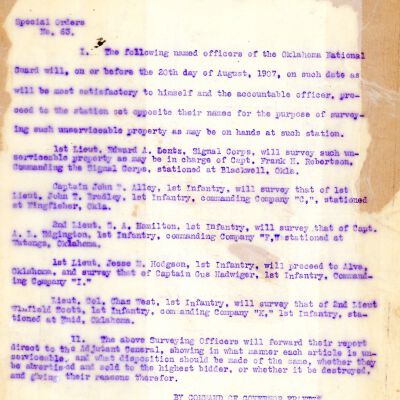 Special Order #63 Headquarters Oklahoma National Guard-1907