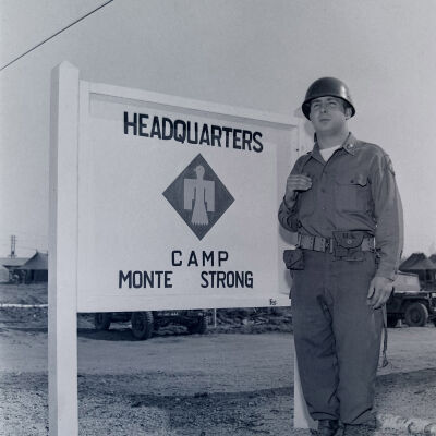 Soldier on guard duty at headquarters Camp Monte Strong