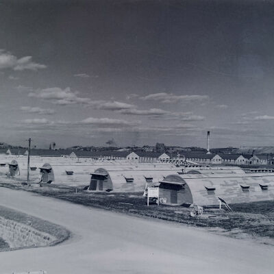 Quonset hut camp area under construction