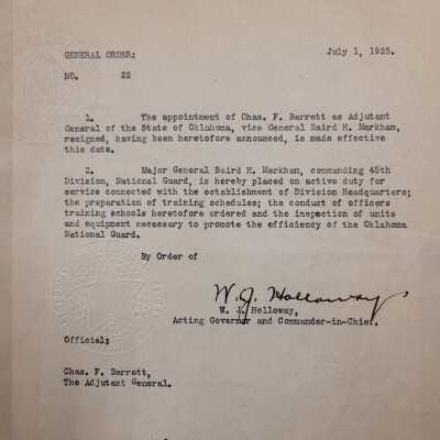 General Order #22 Headquarters Oklahoma National Guard-1925