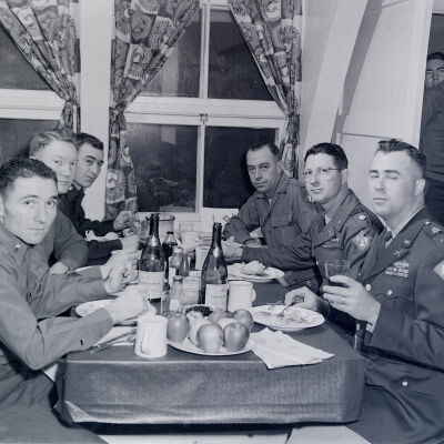 Officers dining in mess hall