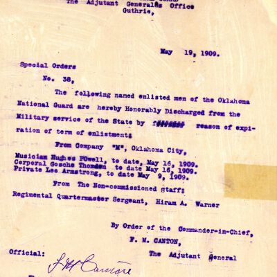 Special Order #38 Headquarters Oklahoma National Guard-1909