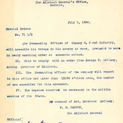 Special Order #71.5 Headquarters Oklahoma National Guard-1908