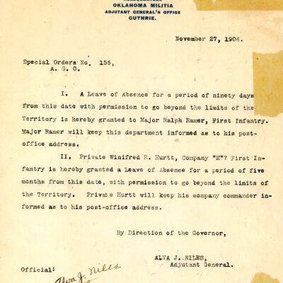 Special Order #155 Headquarters Oklahoma National Guard-1906