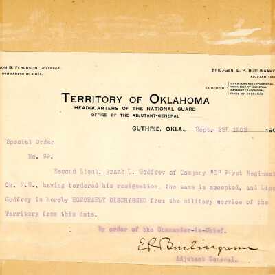 Special Order #99 Headquarters Oklahoma National Guard-1903
