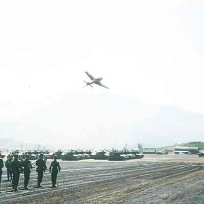 Flyover during a military review