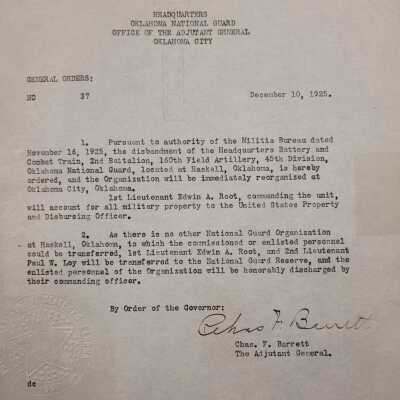 General Order #37 Headquarters Oklahoma National Guard-1925