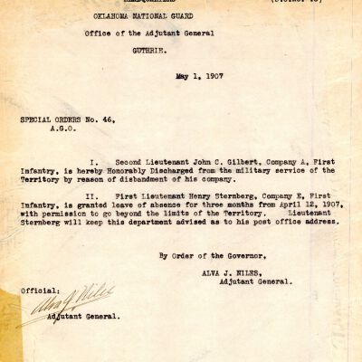 Special Order #46 Headquarters Oklahoma National Guard-1907