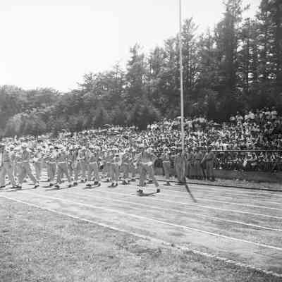 45th Infantry Band playing while spectators watch on