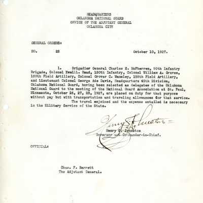General Order #28 Headquarters Oklahoma National Guard-1927