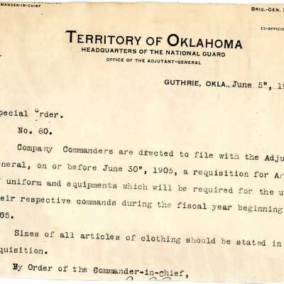 Special Order #80 Headquarters Oklahoma National Guard-1905