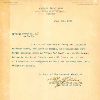 Special Order #64 Headquarters Oklahoma National Guard-1906