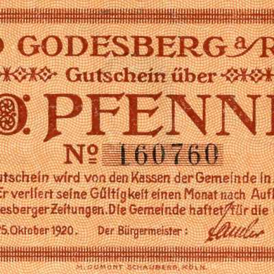 German Municipality of Bad Godesberg Fifty Pfennig Notgeld-1920