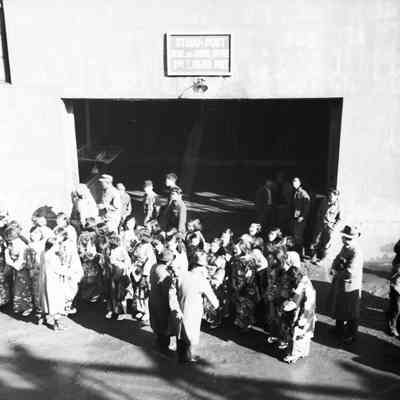 Japanese civilians on pier