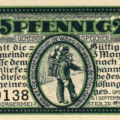 German Municipality of Speicher Twenty-Five Pfennig Notgeld-1920