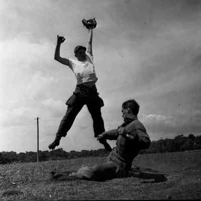 Soldiers playing baseball