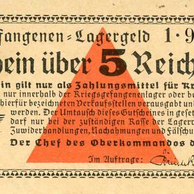 German POW Currency Five Reichsmark
