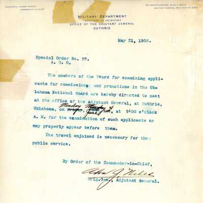 Special Order #57 Headquarters Oklahoma National Guard-1906
