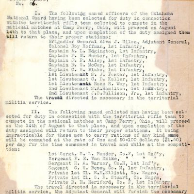 Special Order #66 Headquarters Oklahoma National Guard-1907