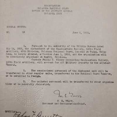 General Order #15 Headquarters Oklahoma National Guard-1926