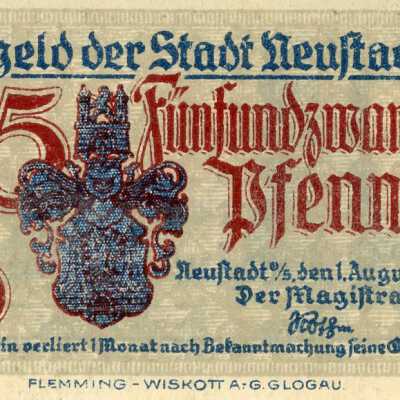 German City of Neustadt Twenty-Five Pfennig Notgeld-1920
