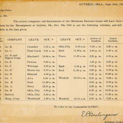 Special Order #101 Headquarters Oklahoma National Guard-1903