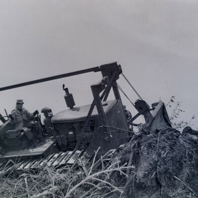 Soldier operating a bulldozer