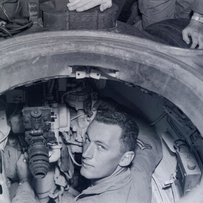 Looking down into a tank turret