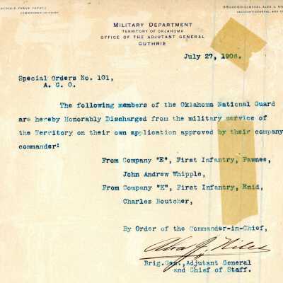 Special Order #101 Headquarters Oklahoma National Guard-1906