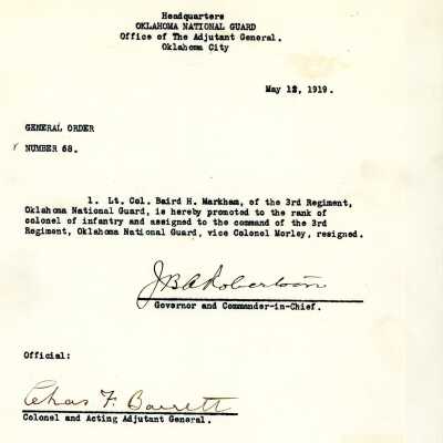 General Order #68 Headquarters Oklahoma National Guard-1919