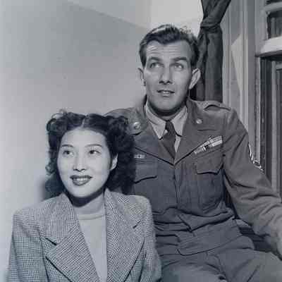 Portrait of a soldier and a Japanese woman
