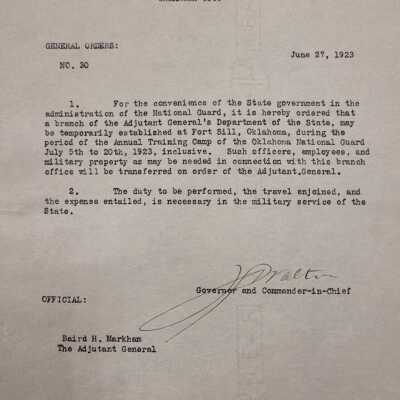 General Order #30 Headquarters Oklahoma National Guard-1923