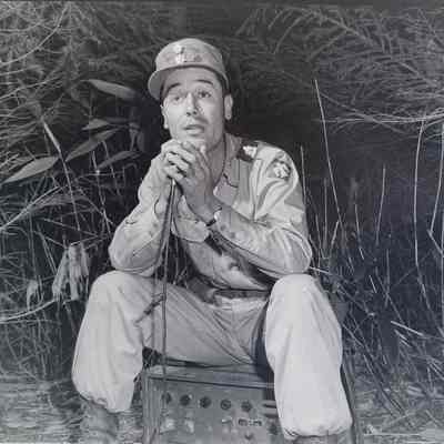 War games: "Enemy Officer" using a PA system