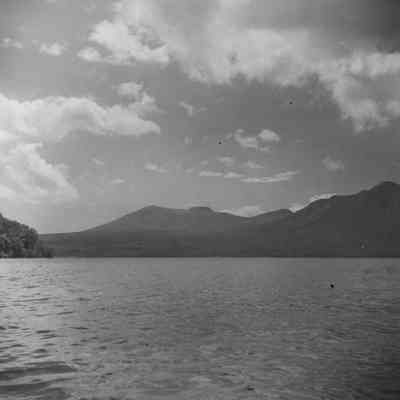View of mountains across a lake