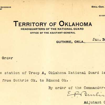 Special Order #17 Headquarters Oklahoma National Guard-1906