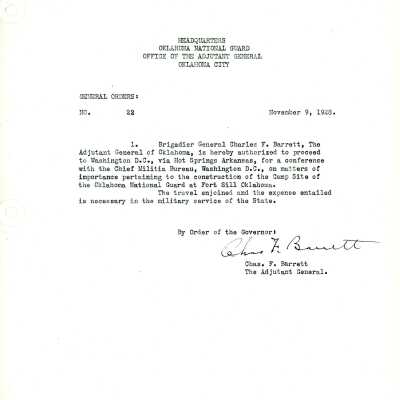 General Order #22 Headquarters Oklahoma National Guard-1928