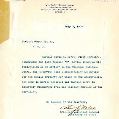 Special Order #80 Headquarters Oklahoma National Guard-1906
