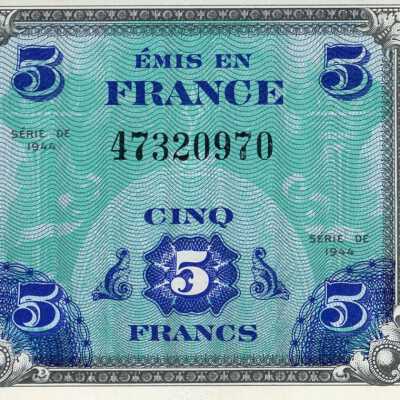 French Five Franc Type 1944